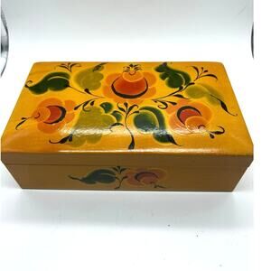 Hand painted box vintage wooden‎ jewelry box wooden box Soviet?